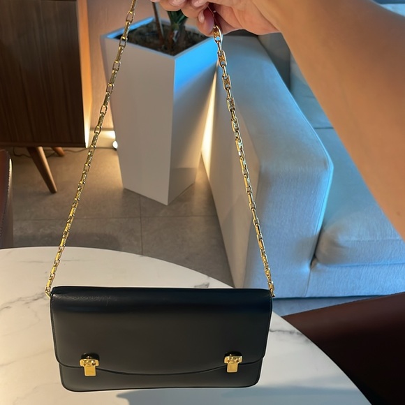 Celine Vintage Box Calf Macadam Logo 2Way Chain Shoulder Clutch RARE - Picture 13 of 14